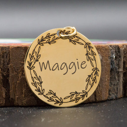 Personalized Patterned Round Dog ID Tag - wnkrs