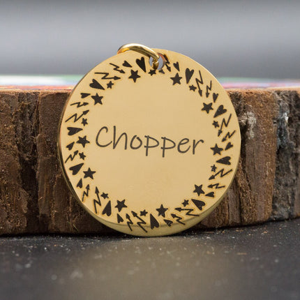 Personalized Patterned Round Dog ID Tag - wnkrs