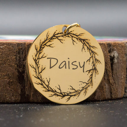 Personalized Patterned Round Dog ID Tag - wnkrs