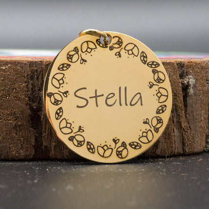Personalized Patterned Round Dog ID Tag - wnkrs
