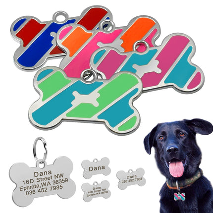 Dog's Striped Bone Shaped ID Tag - wnkrs