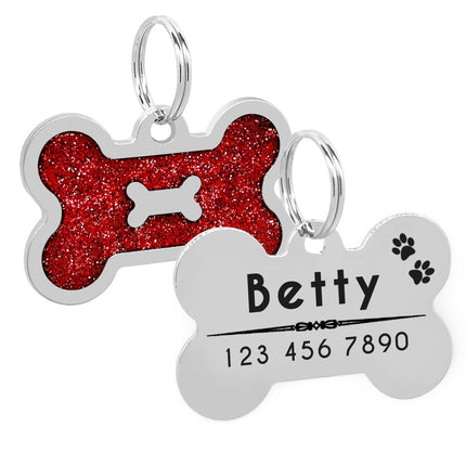 Dog's Glitter Bone Shaped ID Tag - wnkrs