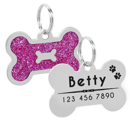Dog's Glitter Bone Shaped ID Tag - wnkrs