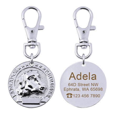Dog's Custom Engraving Design Silver ID Tag - wnkrs