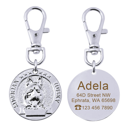 Dog's Custom Engraving Design Silver ID Tag - wnkrs