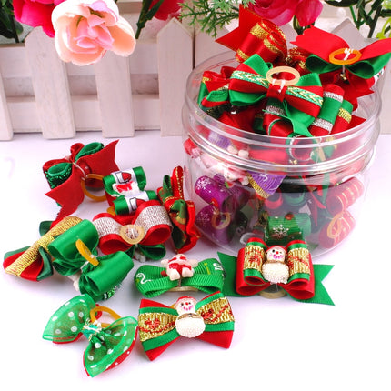 Pet Glitter Christmas Hair Bows 20 Pcs Set - wnkrs