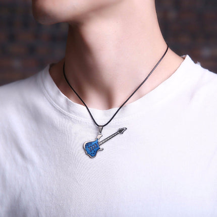 Men's Enamel Guitar Pendant Necklace - Wnkrs