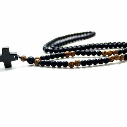 Wood Beads With Black Stone - wnkrs