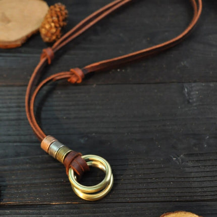 Leather Necklace for Men with Metal Cube Pendant - Wnkrs