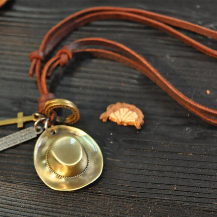 Leather Necklace for Men with Metal Cube Pendant - Wnkrs