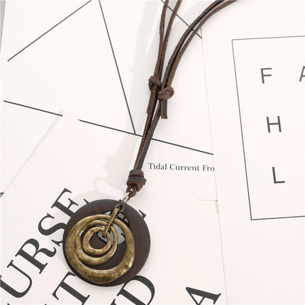 Leather Necklace for Men with Metal Cube Pendant - Wnkrs