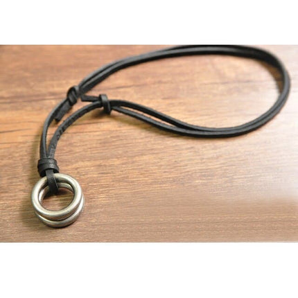 Leather Necklace for Men with Metal Cube Pendant - Wnkrs