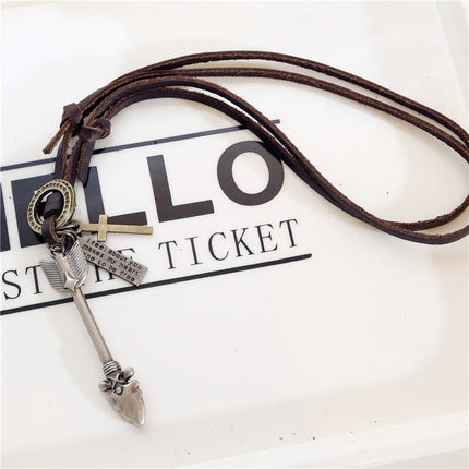 Leather Necklace for Men with Metal Cube Pendant - Wnkrs