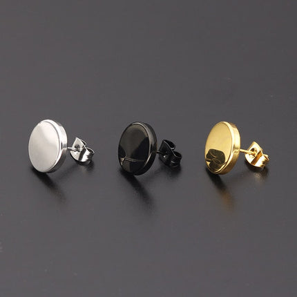 Men's Round Stainless Steel Earrings - Wnkrs