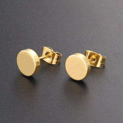 Men's Round Stainless Steel Earrings - Wnkrs