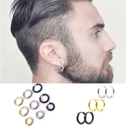 Men's Stainless Steel Simple Round Shaped Earrings - Wnkrs