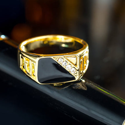 Classic Rhinestone Men's Enamel Ring - Wnkrs