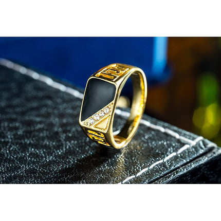 Classic Rhinestone Men's Enamel Ring - Wnkrs