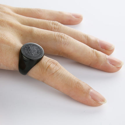 Men's Simple Compass Patterned Ring - Wnkrs