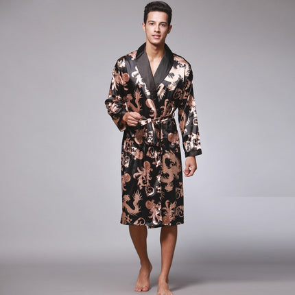 Men's Knee Length Bathrobe with Pattern - Wnkrs