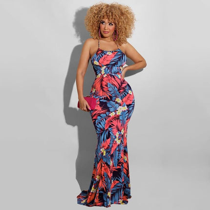 Printed Bodycon Maxi Dress - Wnkrs