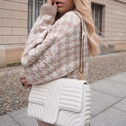 Women's Houndstooth Knitted Sweater - Wnkrs