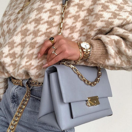 Women's Houndstooth Knitted Sweater - Wnkrs