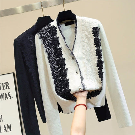 Women's Lace Detail Knitted Cardigan - Wnkrs