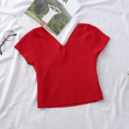 Women's Knitting V-Neck Crop Top - Wnkrs