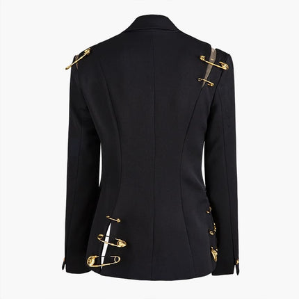 Stylish Black Women's Blazer with Gold Detailing - Wnkrs