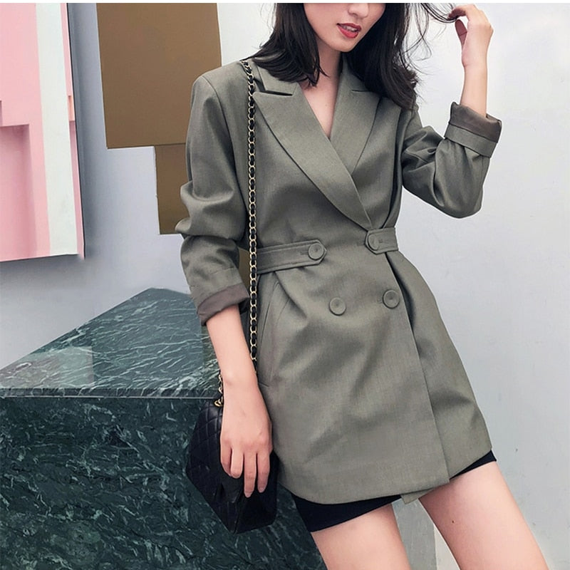 Women's Loose Fit Green Blazer