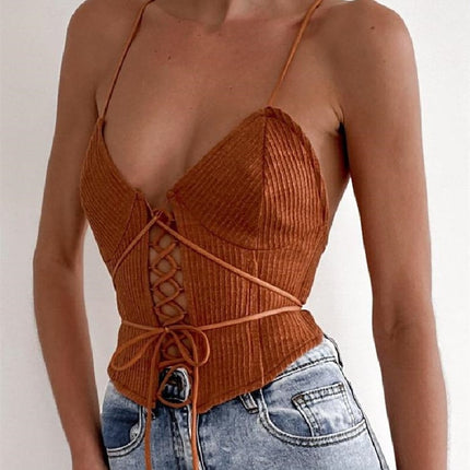 Women's Elegant Ribbed Sleeveless Crop Top - Wnkrs