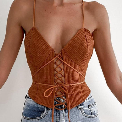 Women's Elegant Ribbed Sleeveless Crop Top - Wnkrs