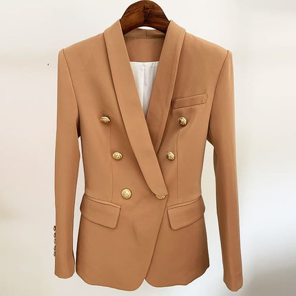Beige Women's Blazer with Gold Buttons - Wnkrs