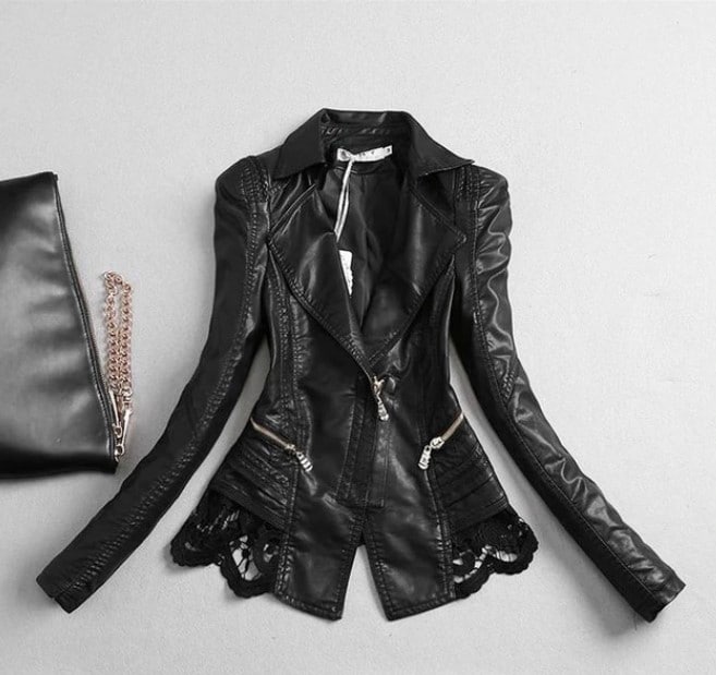 Women's Lace Detail Biker Jacket