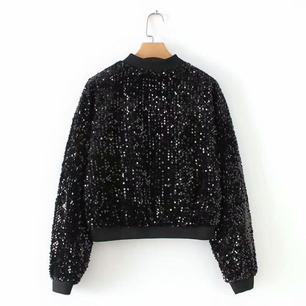 Bomber Jacket with Sequin Details - Wnkrs