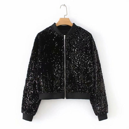 Bomber Jacket with Sequin Details - Wnkrs