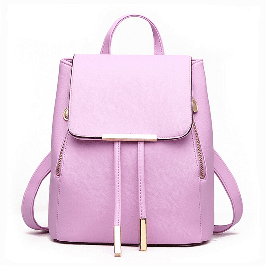 Women's Candy Color PU Leather Backpack
