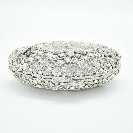 Women's Diamond Decorated Oval Shaped Clutch - Wnkrs