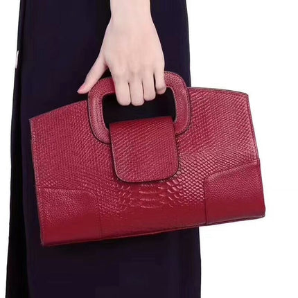Snake Patterned Cowhide Leather Clutch Bag for Women - Wnkrs