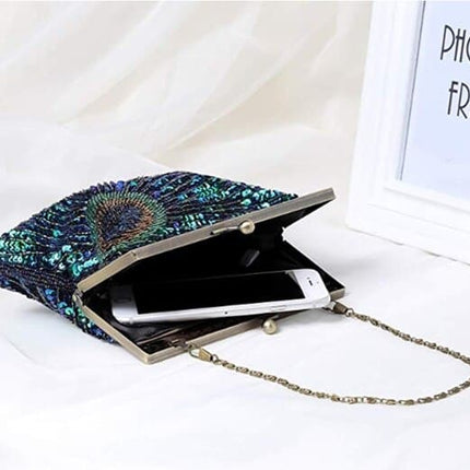 Women's Peacock Sequined Clutch - Wnkrs