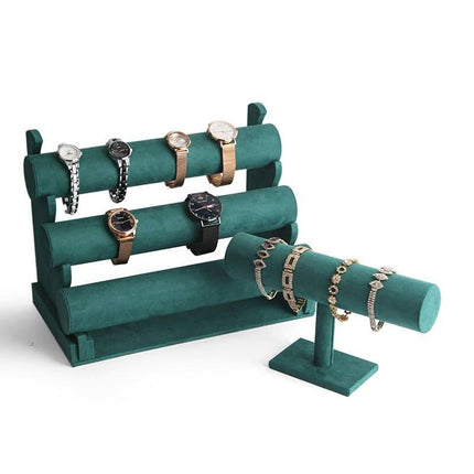 Dark Green Velvet Bracelet and Watch Display Stand - Wnkrs