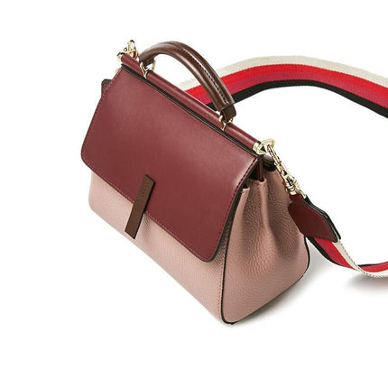 Women's Leather Crossbody Bag with Colorful Strap - Wnkrs