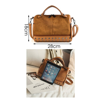 Fashion Top-Handle Bag with Rivets - Wnkrs