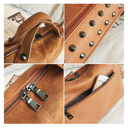 Fashion Top-Handle Bag with Rivets - Wnkrs