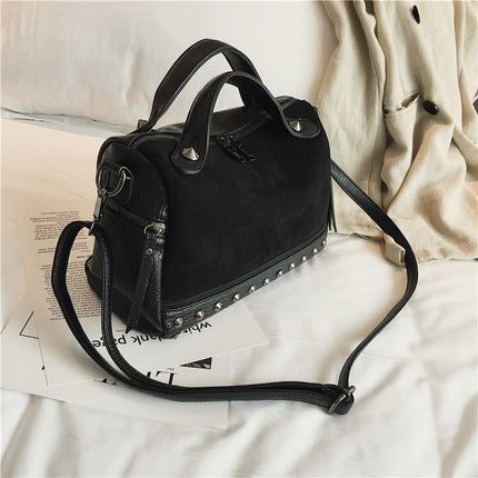 Fashion Top-Handle Bag with Rivets - Wnkrs
