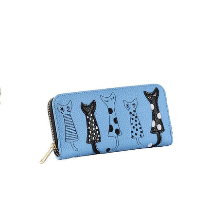 Luxury PU Leather Women Wallet with Zipper with Cat Pattern - Wnkrs