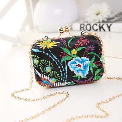 Women's Colorful Floral Embroidery Clutch - Wnkrs