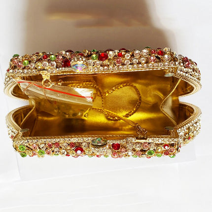 Women's Colorful Crystal Patterned Evening Clutch - Wnkrs