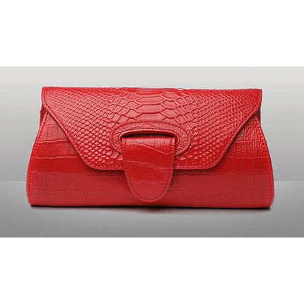 Women's Genuine Leather Clutch Bag with Crocodile Pattern - Wnkrs